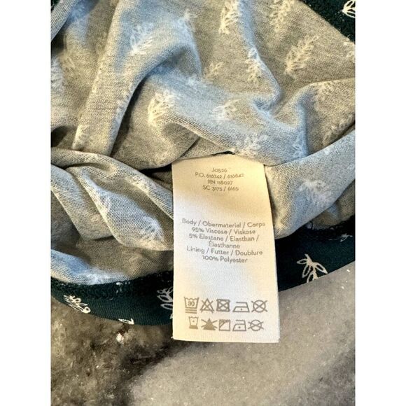 Boden Long-Sleeve Teal Peplum-Style Top Boatneck w/Leaf Pattern Sz US 8 EUC - Picture 5 of 9